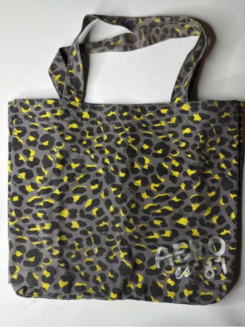 Aeropostale Gray and Yellow Leopard Canvas Tote